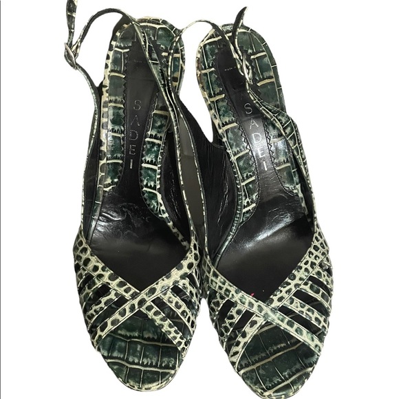 Casadei animal print green/beige heels size 8.5M - Picture 11 of 14